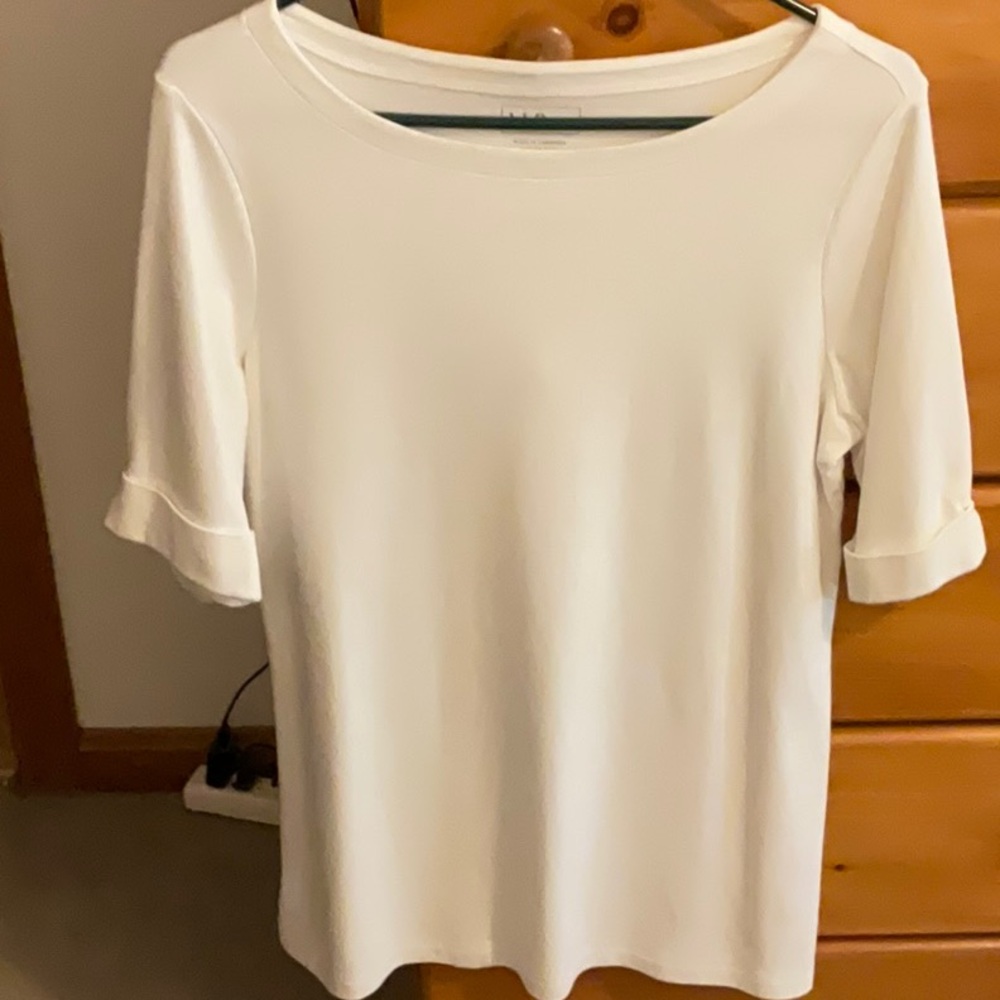 LlBean short sleeved white top size M